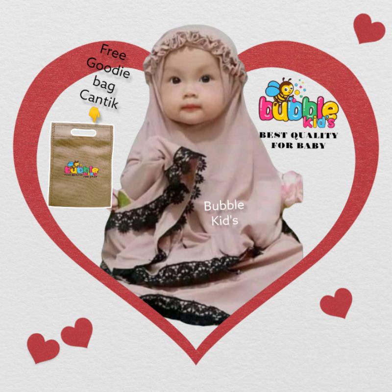 Maula Kidswear mukena anak | mukena bayi ruffle | mukena baby size 3 bln -3 ½ tahun bahan adem ngpress dan elastis