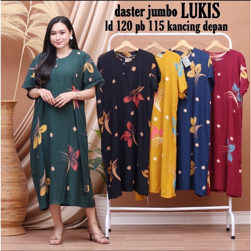 DASTER JUMBO NAGA BAHAN RAYON LD.125 KEKINIAN BUMIL BUSUI KEKINIAN KANCING DEPAN LENGAN PENDEK MURAH PANJANG BAWAH LUTUT