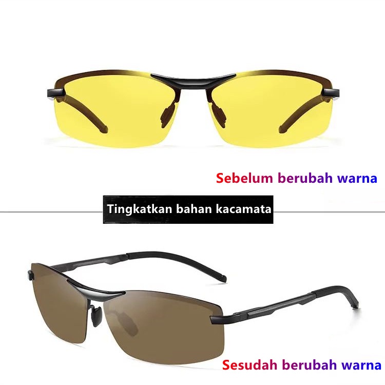 korea Kacamata Polarized Pria Night Vision Perubahan Warna Kacamata Siang dan Malam