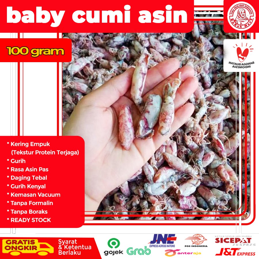 

Baby Cumi Asin | Sotong Asin | Cumi Asin Baby Empuk Lezat Alami Tanpa Formalin Murah Premium 100 Gr