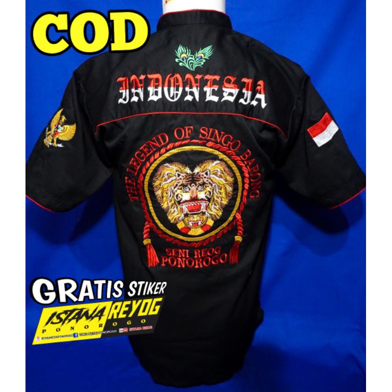 KEMEJA HEM BORDIR BARONG / BAJU REOG PONOROGO / HEM REOG PONOROGO /PENADON REOG/KEMEJA REOG