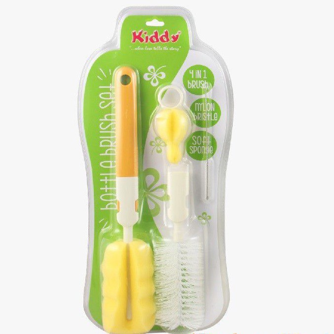 Kiddy Bottle Brush Set 4in1  / 2in 1  Sikat Sponge Botol dan Dot Bayi Isi 4pcs kiddy sy17 s1 KD 9303 Kiddy Curve Bottle Brush - Sikat Botol Susu Bayi