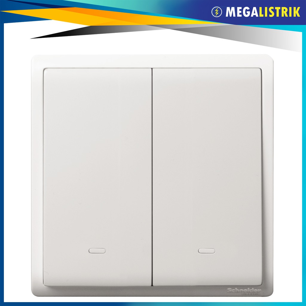 SCHNEIDER SAKLAR DOUBLE / SERI 2 GANG 1 ARAH PIENO PUTIH
