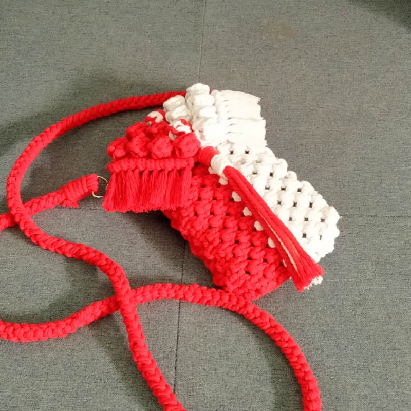 Tas selempang /Tas hp macrame (BUKAN CROCHET BUKAN TALIKUR) / pouch hp