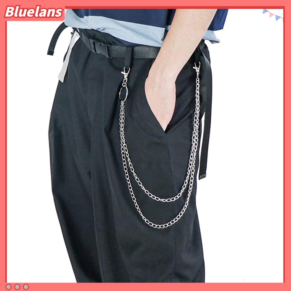 Bluelans Fashion Unisex Multi-layer Anti-Lost Pants Jeans Wallet Pocket Chain Keychain