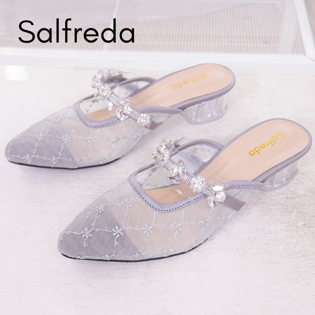 Sepatu Sandal Pesta Wanita Kondangan Elegan Terbaru Mewah Ori Import Impor Korea Brukat Hak Heels 3 cm Kaca Pernikahan Wedding Kantoran DV70001