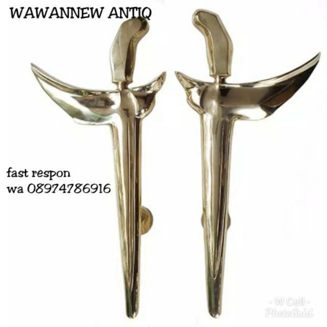 Handle Pintu Rumah Pagar Kuningan Antik Murah Motif Keris 46cm