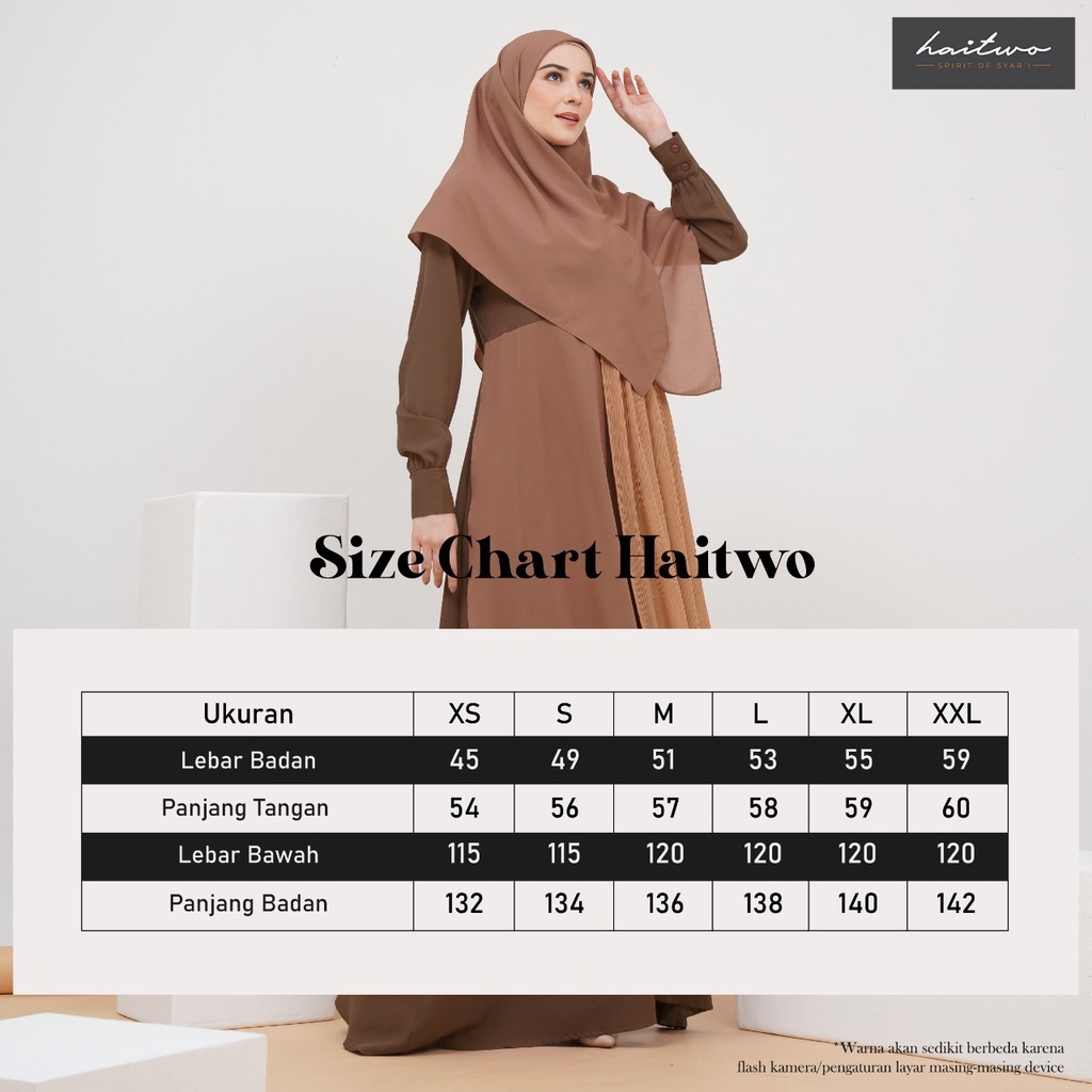 Haitwo Cresedia 018 Gamis Syar'i set Hijab Bahan Morelli Stretch mix Pleats mix Diamond Cerutty Dress Muslimah