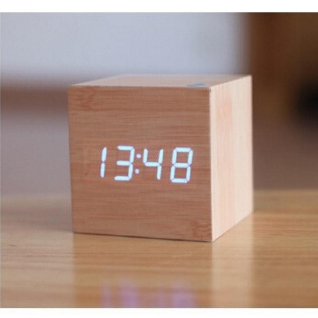 COD JAM DIGITAL LED KAYU JAM WEKER WAKER BEKER ALARM MEJA WOOD CLOCK UNIK MURAH B70