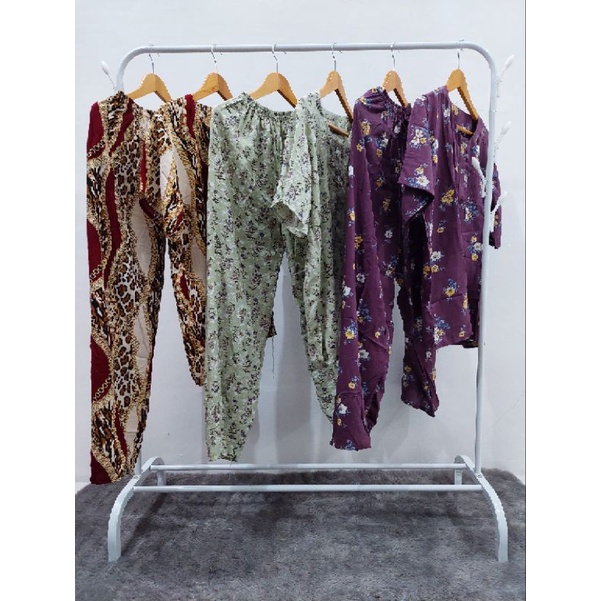 Daster Ayu "Celana Panjang" Set Putri Solo - Setelan Piyama Lengan Pendek / Baju Tidur