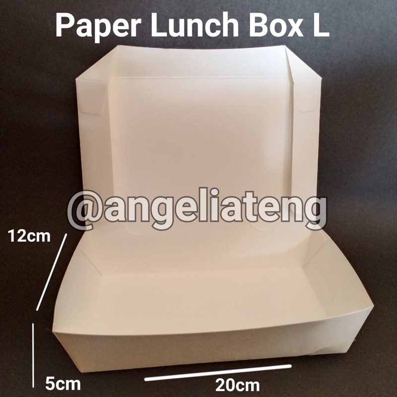 Paper Lunch Box L Putih / Kotak Dus Nasi Makanan Kertas Food Tray Large