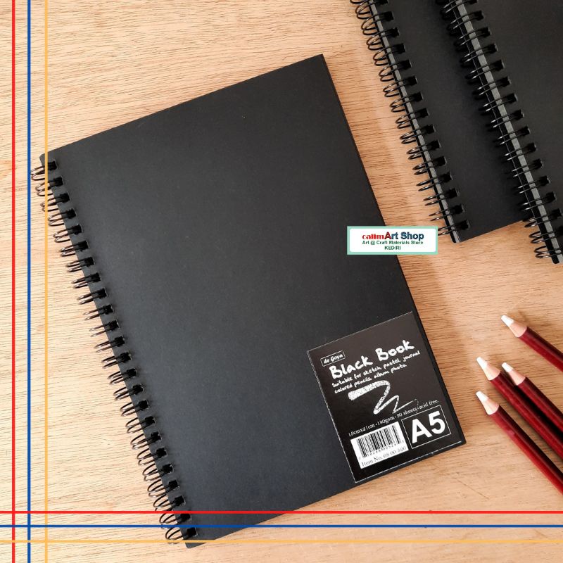 Potentate Sketsa Hitam / Black Pad / Black Book Spiral A5