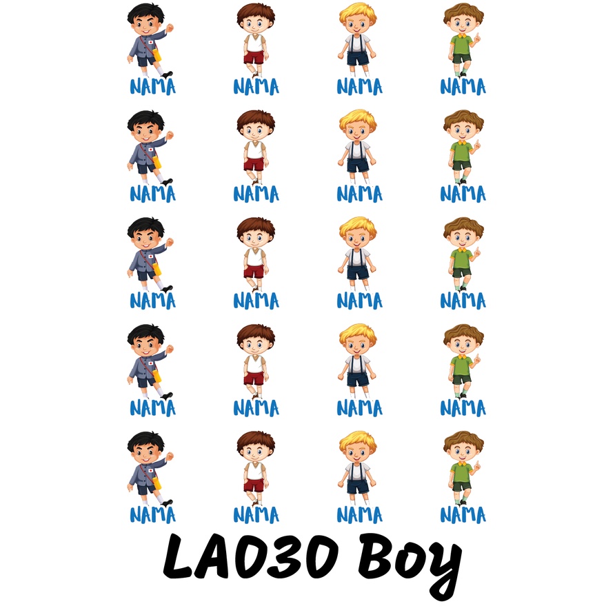 

Sticker Nama Cutting Label Waterproof Tahan Air Kid 30 (LA030)