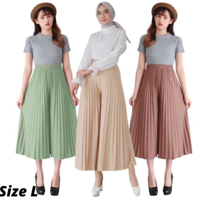 CELANA KULOT PANJANG CELANA PLISKET PANJANG WANITA BAHAN PREMIUM 7/8