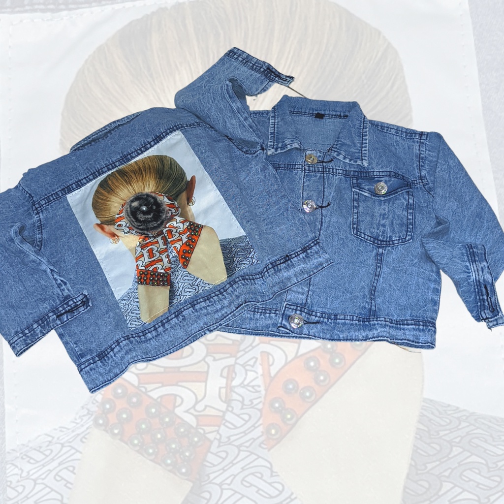 Jaket Levis Anak Perempuan Gambar Belakang 3D Patch Kekinian Usia 1 - 5 tahun