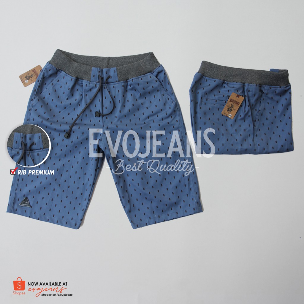 CELANA CHINO PENDEK MOTIF TERBARU BAHAN HALUS / CELANA PINGGANG KARET / PINGGAN RIP // EVO JEANS