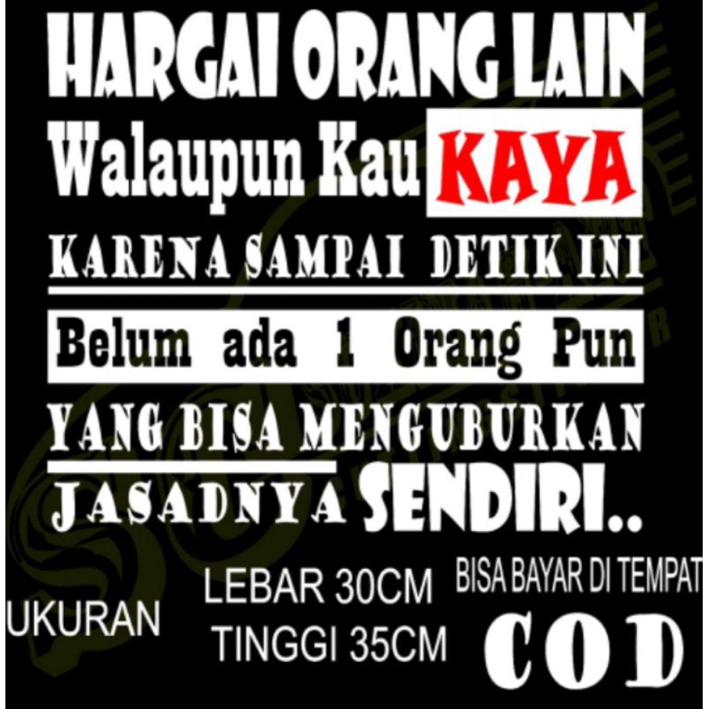 Stiker Mobil Kata Hargai Orang Lain Stiker Kaca Mobil Stiker Variasi Stiker Carry Pick Up Dll