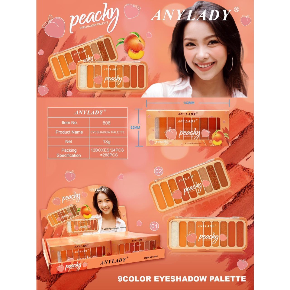 [Per Pc] Anylady Peachy 9 Color Eyeshadow Any Lady 806