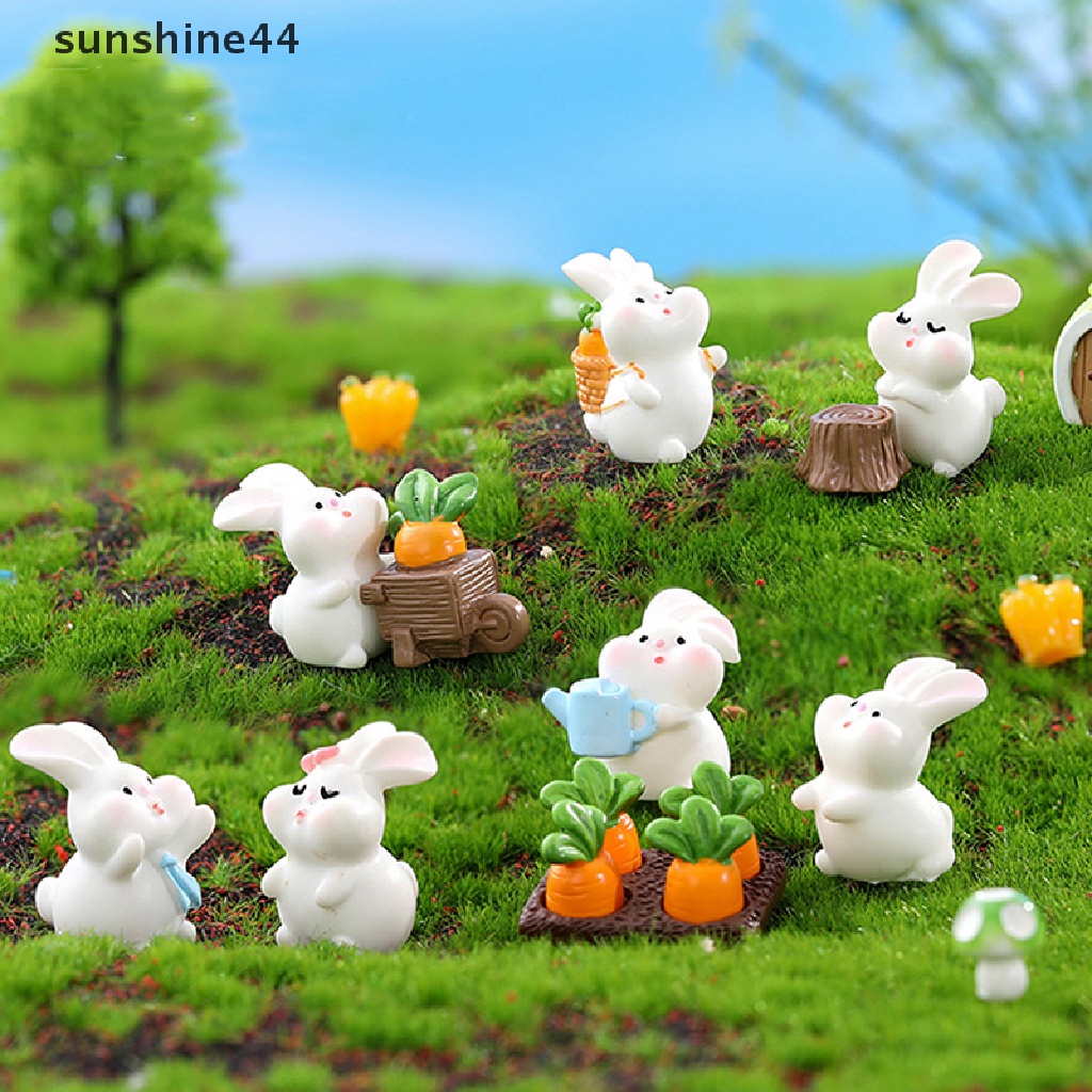 Sunshine Mainan Miniatur Kelinci / Wortel Bahan resin Untuk Dekorasi Rumah Boneka