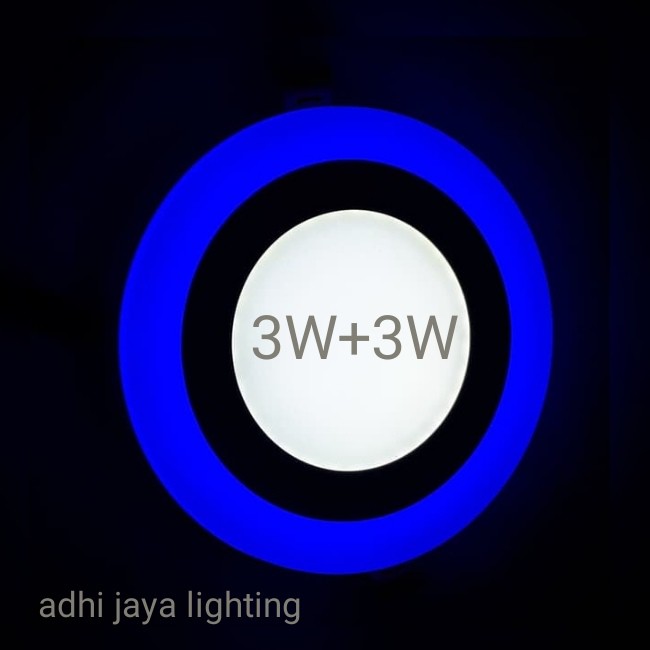 lampu downlight led 2 warna inbow 3W putih dan 3W biru