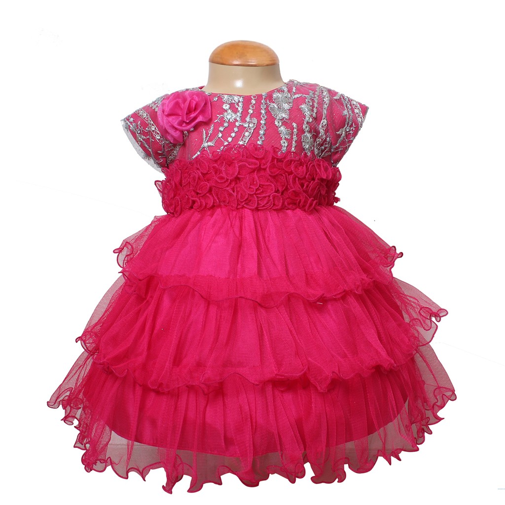 Dress kids 374/kasual Mini Dress Anak/ Gaun Anak Brukat Motif Bunga Gliter/Baju Party Anak