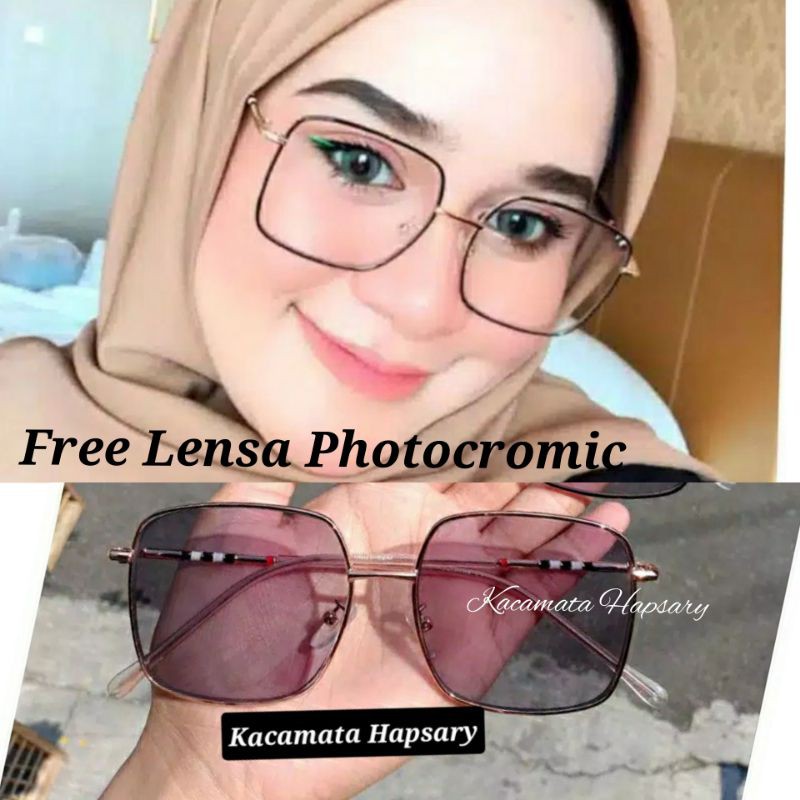 Paket Frame + Lensa | Kacamata Minus / anti radiasi / Photocromic | Kacamata Wanita Kotak 9691