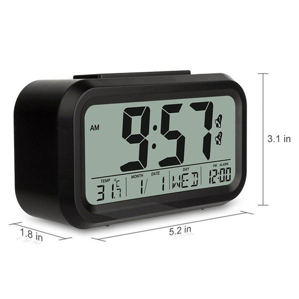 Jam Meja Digital / Jam Alarm Sensor Cahaya Pintar LED