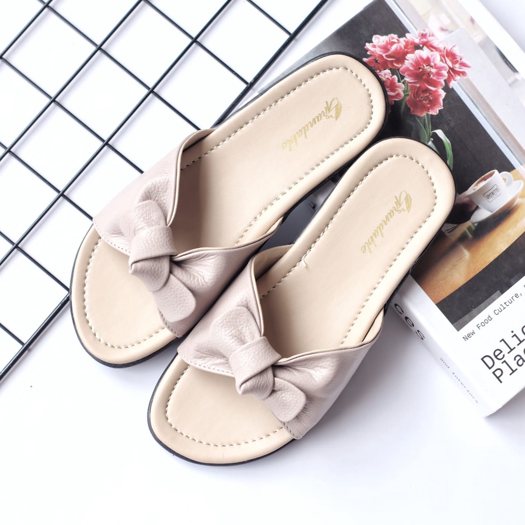 Sandal kulit Wanita Sendal Selop Model ANISA Pita asli garut Sendal Cewek Kekinian Asli Kulit Terbar