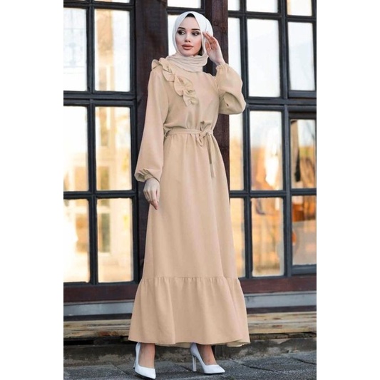 Rinjani Maxi Dress | Dres Wanita Remaja &amp; Dewasa | Baju Gamis Ruffle | Gamis Ellegant Simpe Trend