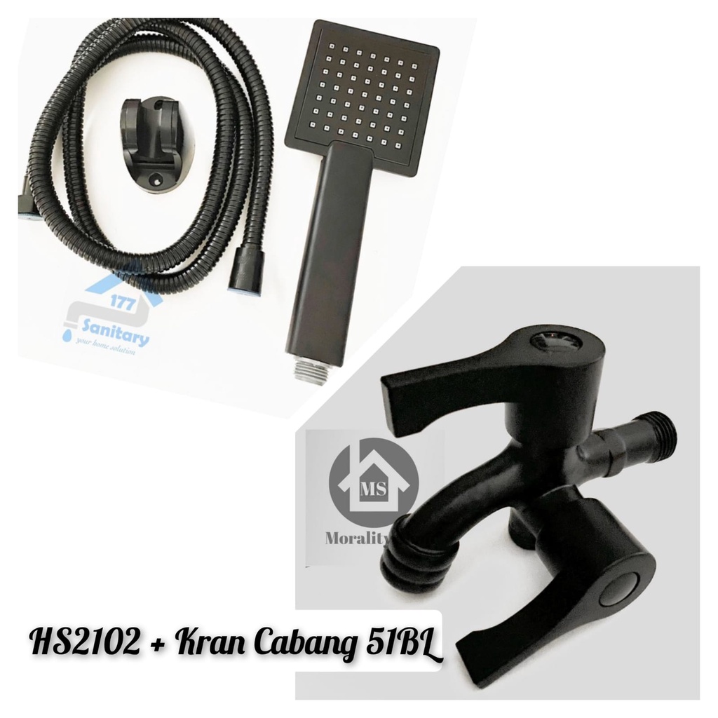 Paket Varian Black Series - Paket Set Kran Cabang dan Handshower Gede Hitam Variasi