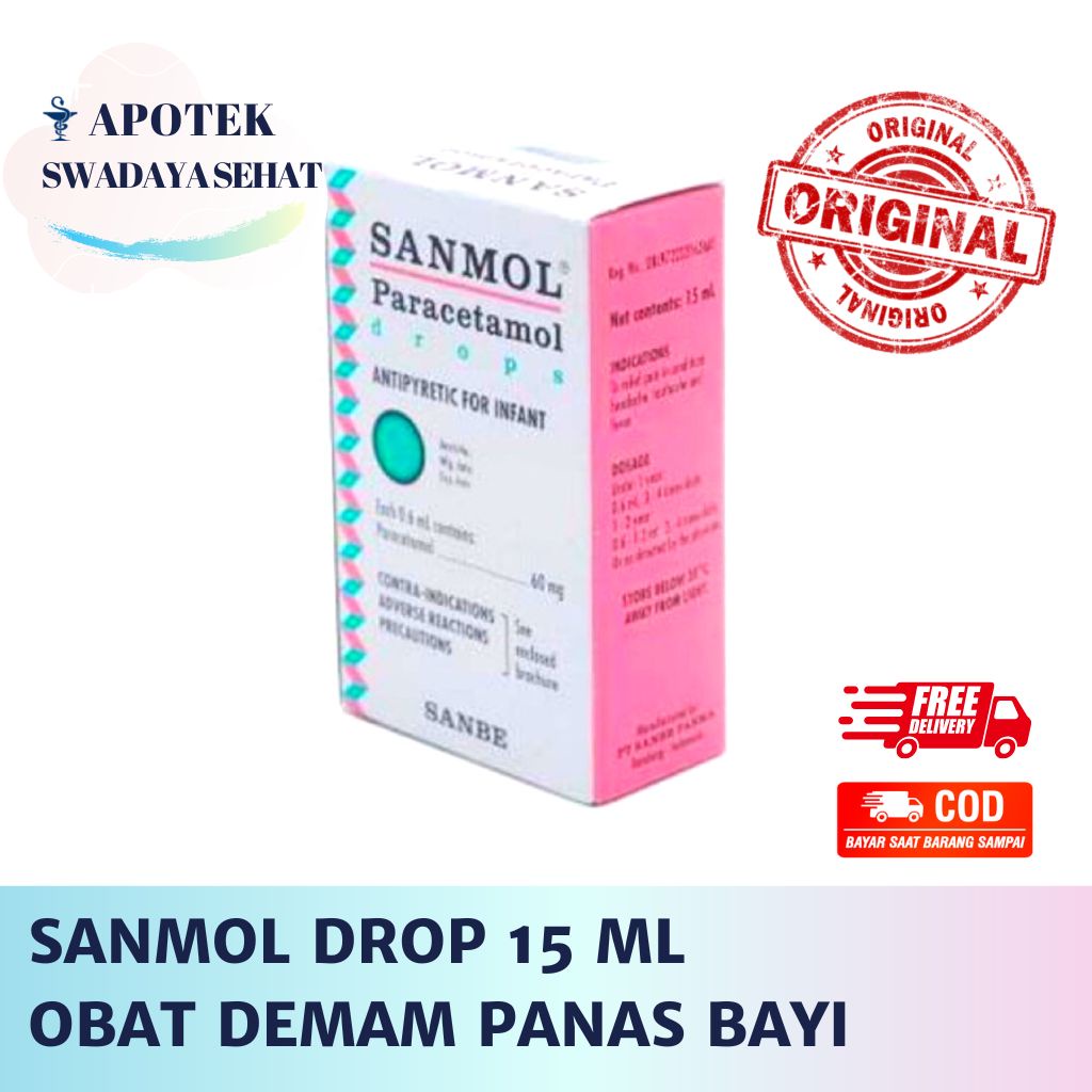 SANMOL DROP PARACETAMOL 60MG penurun Panas Demam Bayi