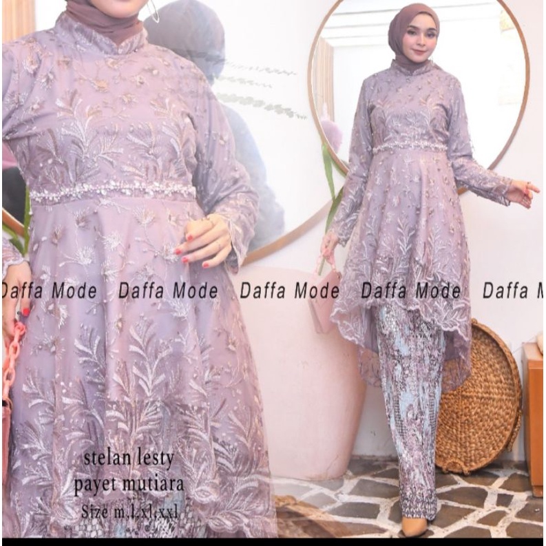 BAJU KURUNG LESTI PAYET MUTIARA / KEBAYA PAYET MUTIARA / KEBAYA TERBARU 2022 / Tunik Tulle Mutiara /