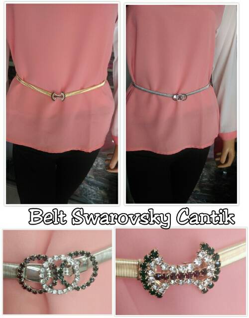 Belt Swarovsky Elastis / Ikat Pinggang Cantik Gesper Per