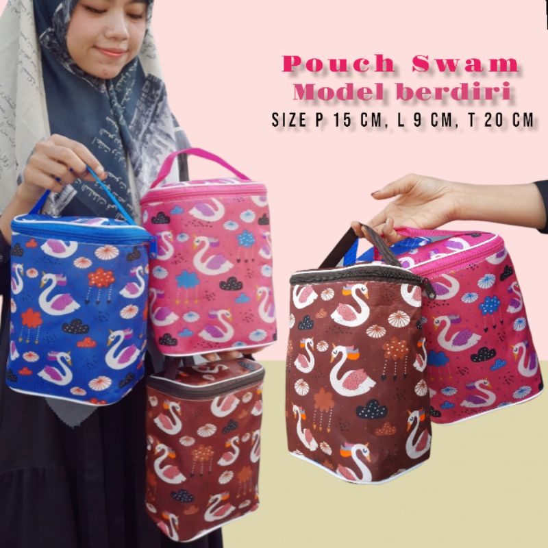 POUCH KOSMETIK MOTIF MODEL BERDIRI