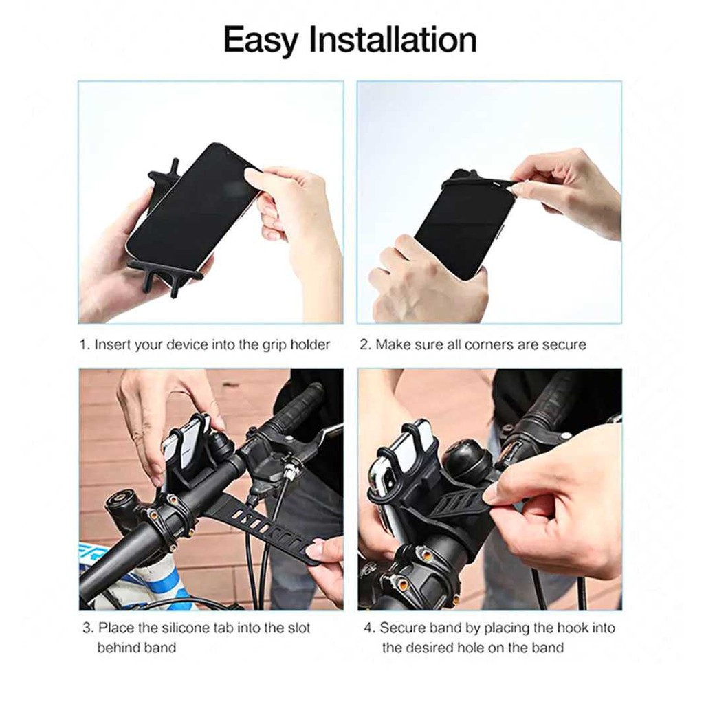 Bike Holder HP Sepeda SmartPhone Clamp Karet HandleBar Stang Anti Fall