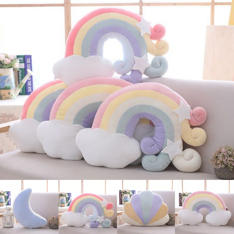 53*40cm Rainbow Plush Sofa Pillow Cushion Sleeping Pillow Cloud Moon Home Decoration Toy Propitious Cloud Moon Shell