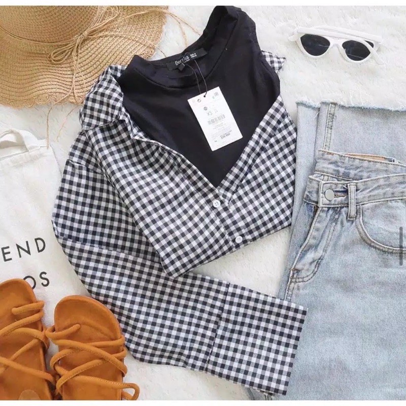 NAGITA FLANEL COMBI KOTAK / TOP SHIRT WANITA / KEMEJA FLANEL / ATASAN WANITA MURAH / KEMEJA BERSKHA