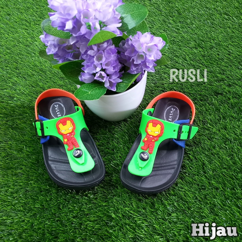 (COD) Sandal Jepit Karet Bayi Anak Motif Iron Man Dulux 213E