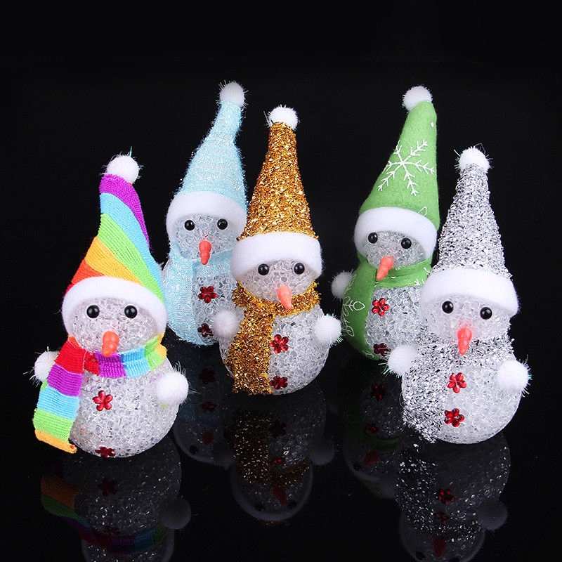 Ornamen Lampu Led Desain Snowman Santa Claus Untuk Dekorasi Pesta Natal