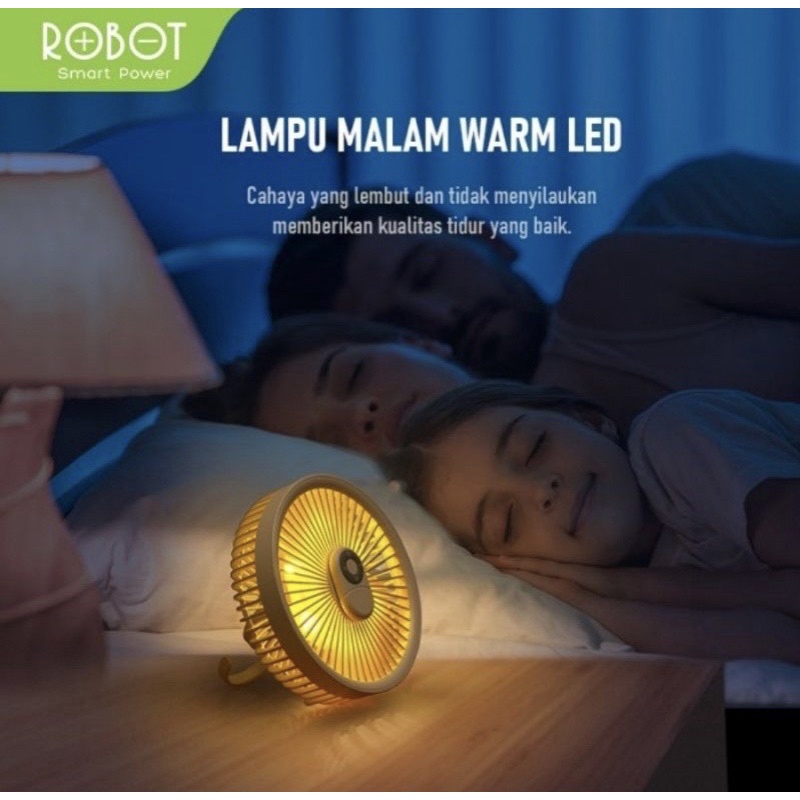 ROBOT Mini Desktop Fan RT-BF20 Kipas Meja Multifungsi Lampu Mini Portable Original Garansi 1 Tahun