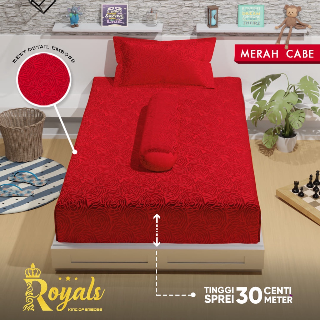 Royals BedCover Set Sprei Uk 120 - Merah Cabe