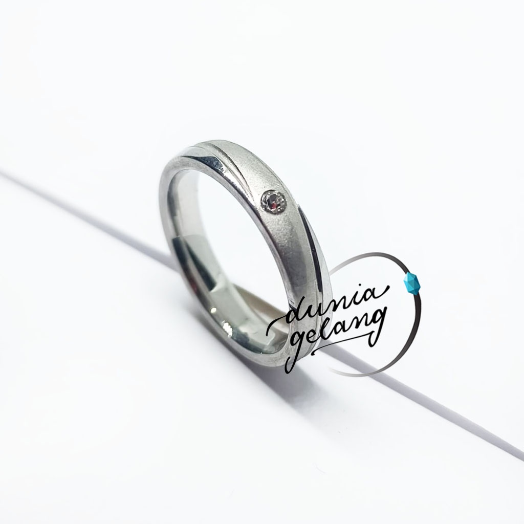 CINCIN SILVER PERMATA TITANIUM ANTI LUNTUR ANTI KARAT / CINCIN WANITA PRIA COUPLE TUNANGAN ANAK DGC