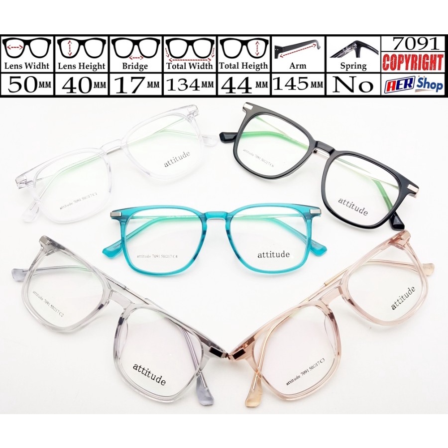 7091. Frame original ATTITUDE MILENIAL frame kacamata minus transparant