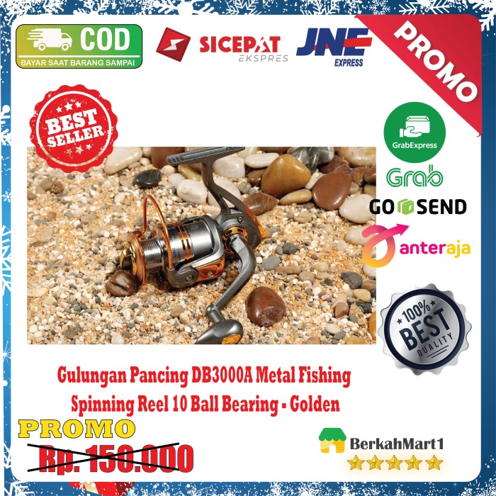 Reel Gulungan Pancing Metal Fishing Spinning Reel 10 Ball Gold
