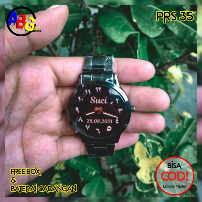 JAM TANGAN COUPLE CUSTOM BISA REQUEST DESAIN BONUS BOX DAN BATRAI CADANGAN