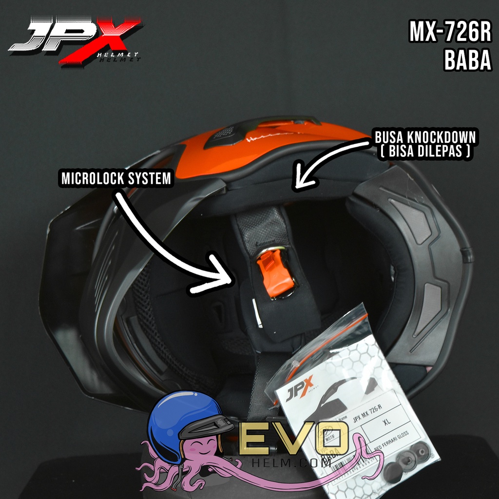 HELM JPX MX 726R BABA MX726R ORIGINAL JPX HELMET - JPX CAKIL MODULAR MX726 R MOTIF TERBARU