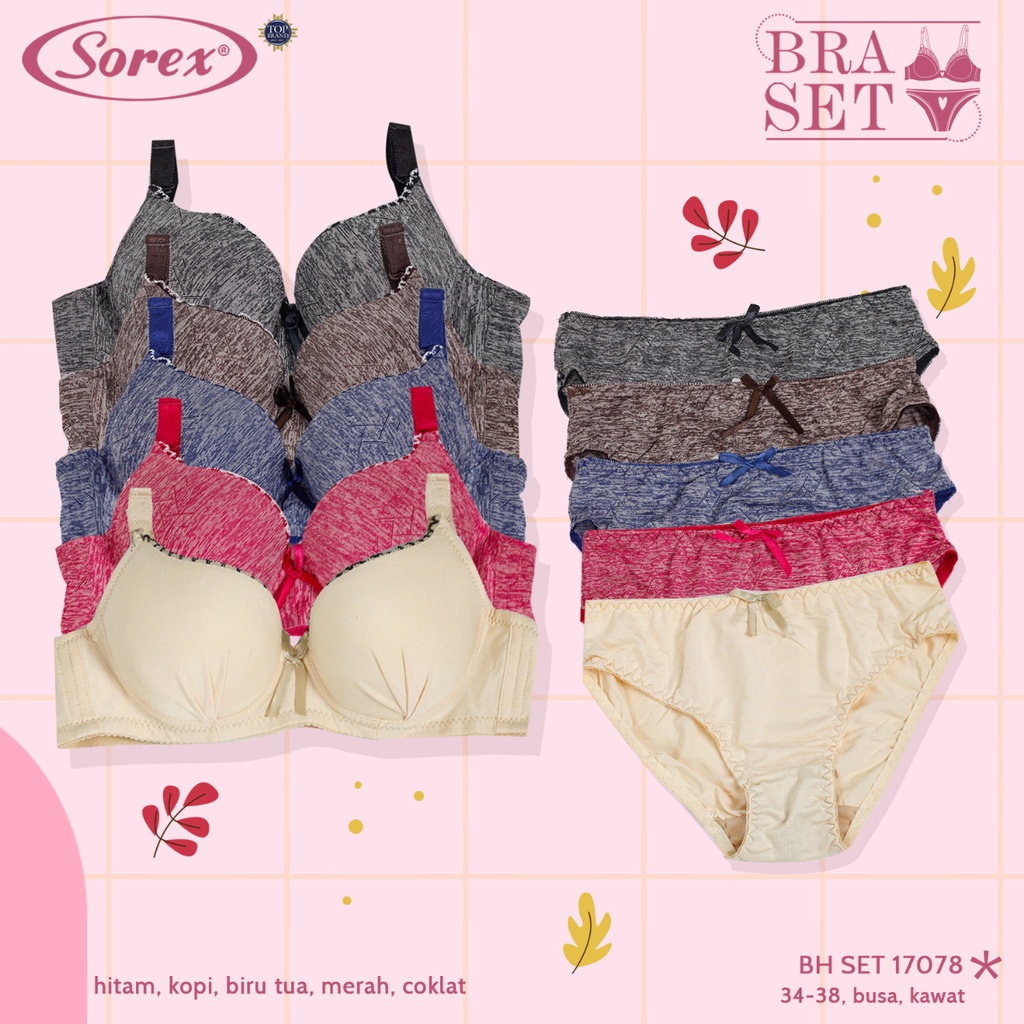 (Set Bra) Bh Bra Set Sorex 17078 (Cup A) Tekstur Motif | Busa Sedang Pakai Kawat |kcx