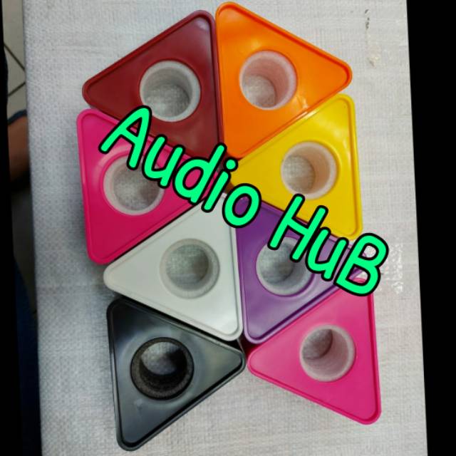 WHITE ABS MIC MICROPHONE INTERVIEW TRIANGULAR LOGO FLAG STATION BAGUS TRIANGLE MIC WAWANCARA