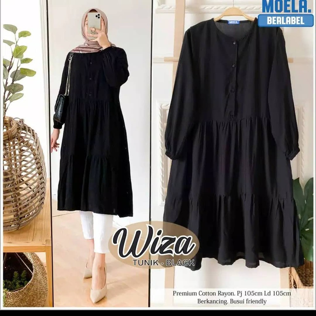 Wiza Tunik / Bahan Katun Rayon Premium / Atasan Muslim Wanita Simple / Fashion Muslim