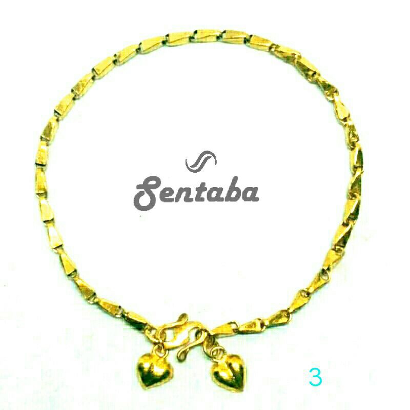 Gelang Perak Murni 999 padi lapis emas